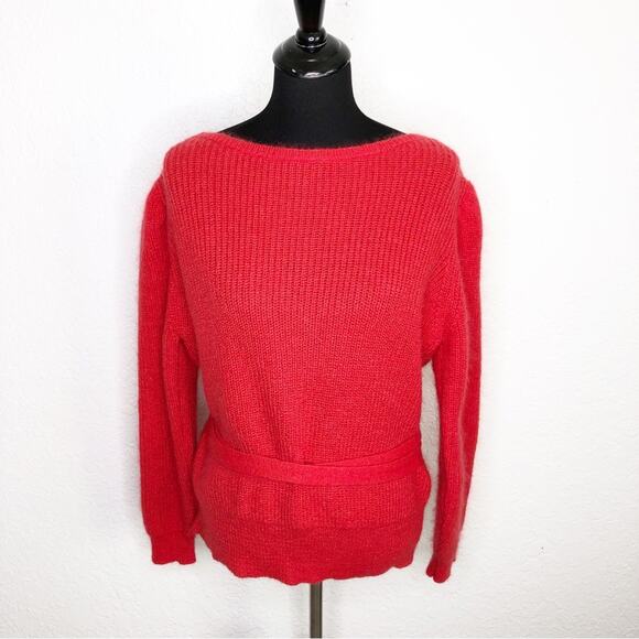 Alexachung red wrap style open back mohair blend sweater size Medium - Picture 2 of 16